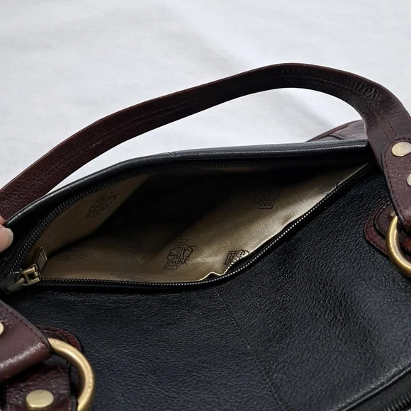 BESSEL Black & Brown Genuine Leather Shoulder Bag – Multi-Pocket, Brass Hardware - Picture 11 of 11